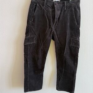 Vince Women's Charcoal Corduroy Ankle Flight Cargo Jeans